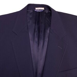 Brooks Stretch Blazer 44L Mens Navy Gold Button Preppy Ivy Academia VGUC